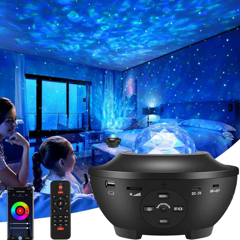 Desidiya Plastic LED 5 Volts Star Projector For Bedroom With Music Bluetooth Speaker Galaxy Projector, Starry Night Light Specialty For Kids Adults Gaming Room, Home Theater, Ceiling (Corded Electric)