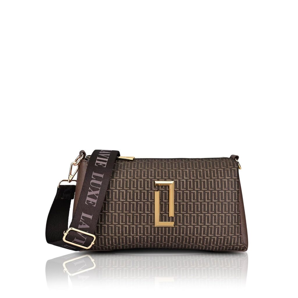 Lavie Luxe Women’s Mono Tory 25 3 Compartment Medium Monogram Print Cross Body Sling Bag | Ladies Purse Handbag | Ladies Gift