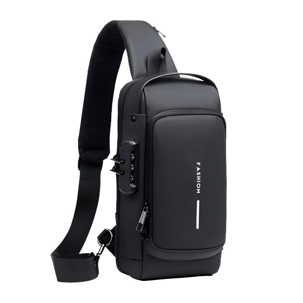 Storite Sling Bag for Men Stylish Crossbody Backpack for Men & Women, Anti-Theft Chest Bag with USB Charging Port, Messenger Bags, Casual Shoulder Bag