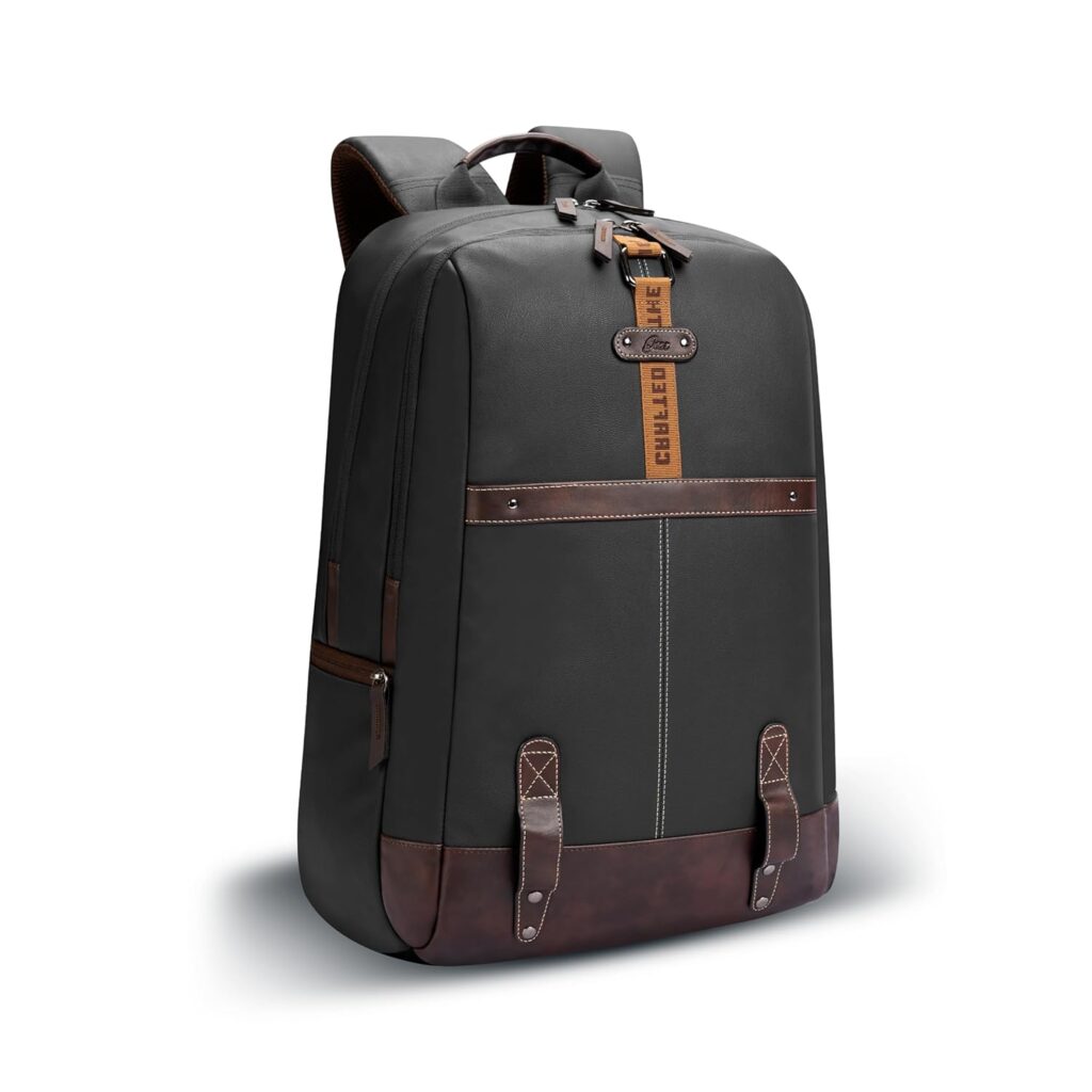 Gear Classic Small Faux Leather Water Resistant Anti Theft Laptop Backpack/Office Backpack for Men/Women