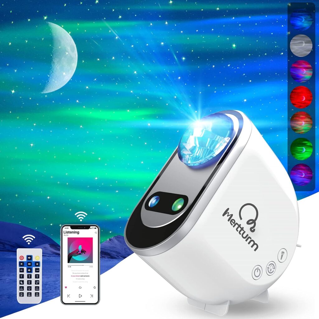 Galaxy Aurora Projector, 3 in 1 LED Northern Lights Star Projector, 6 White Noise Starry Moon Light with Bluetooth Speaker for Adult Kids Gift, Bedroom, Room Decor