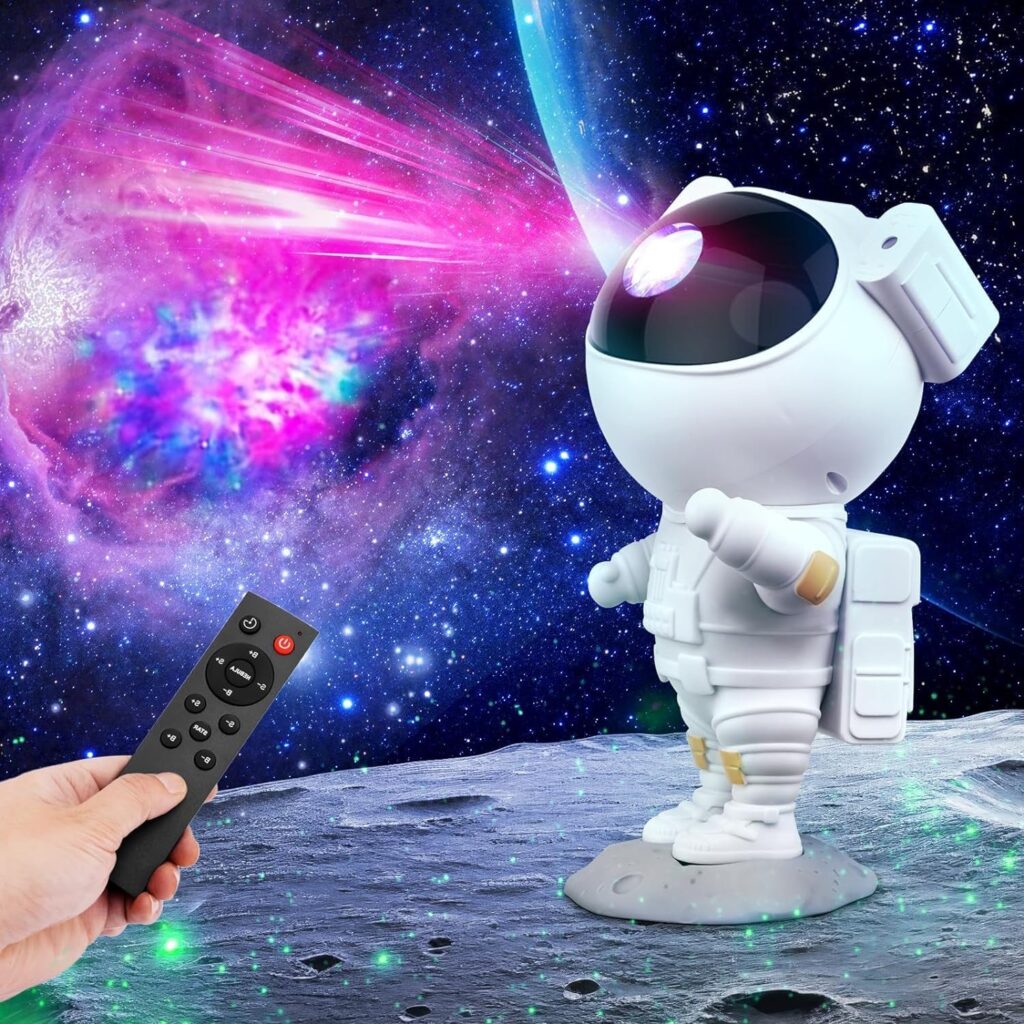 Storio Plastic Baby Toys Astronaut Galaxy Projector with Remote Control – 360° Adjustable Timer Kids Astronaut Nebula Night Light Lamp for Baby Adults Bedroom,Gaming Room,Home and Party,LED,White