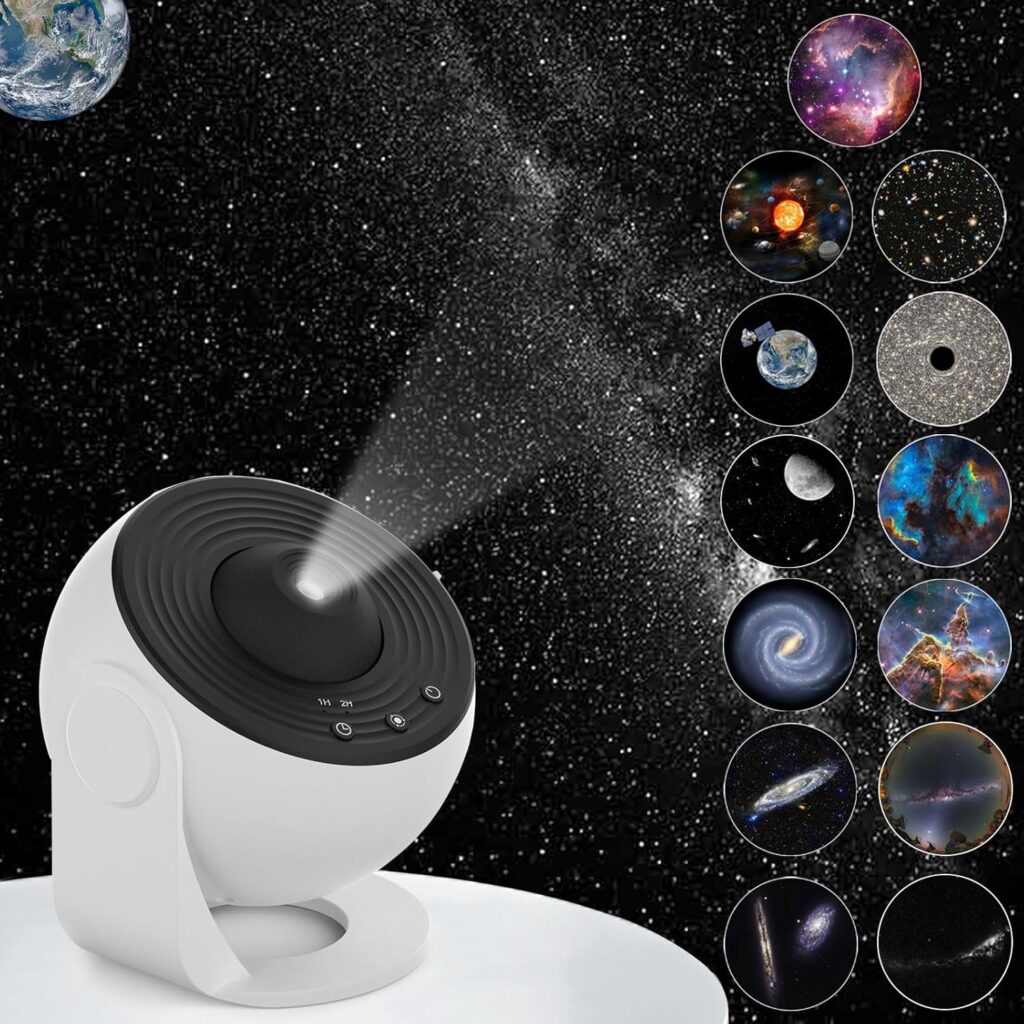 VanSmaGo Galaxy Projector, 13 in 1 Planetarium Star USB Projector Realistic Starry Sky Night Light with Solar System Constellation Moon for Kids Adults Bedroom Ceiling Home Theater Living Room Decor