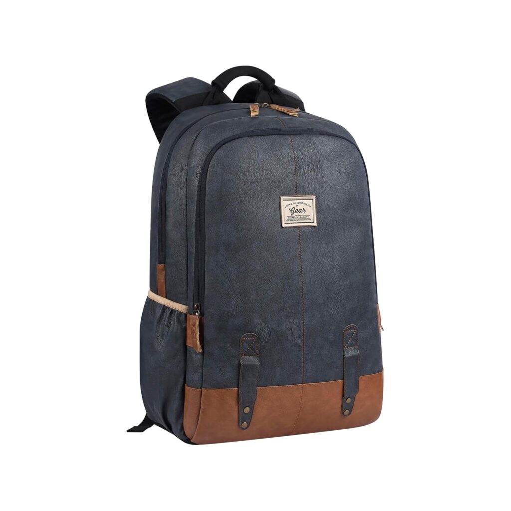 Gear Classic 20L Small Faux Leather Water Resistant Anti Theft 3 Compartment Laptop Backpack/Office Backpack for Men/Women