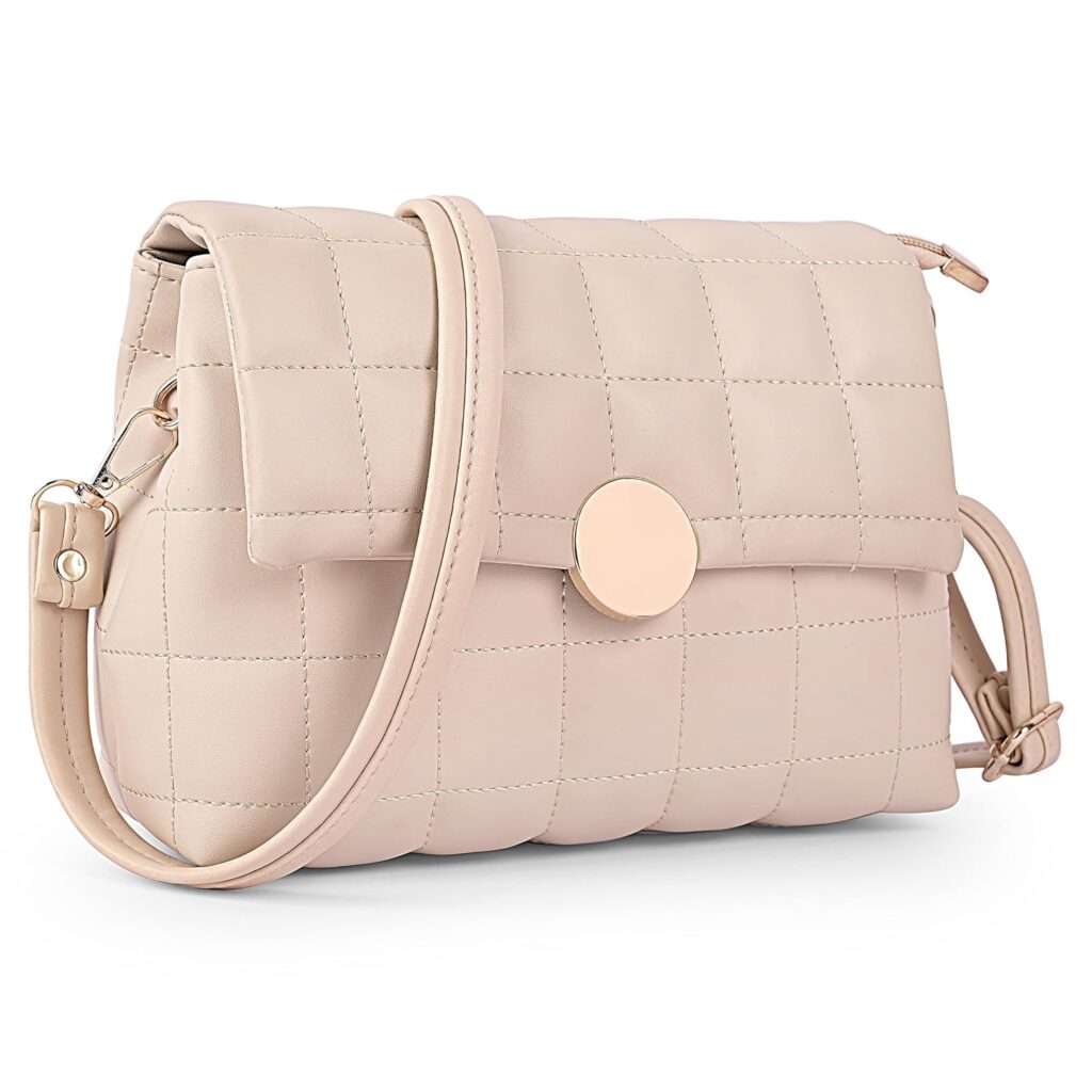 ADISA Women’s Girls Quilted Cross Body Sling Bag with Height Adjustable Belt (SL5144)