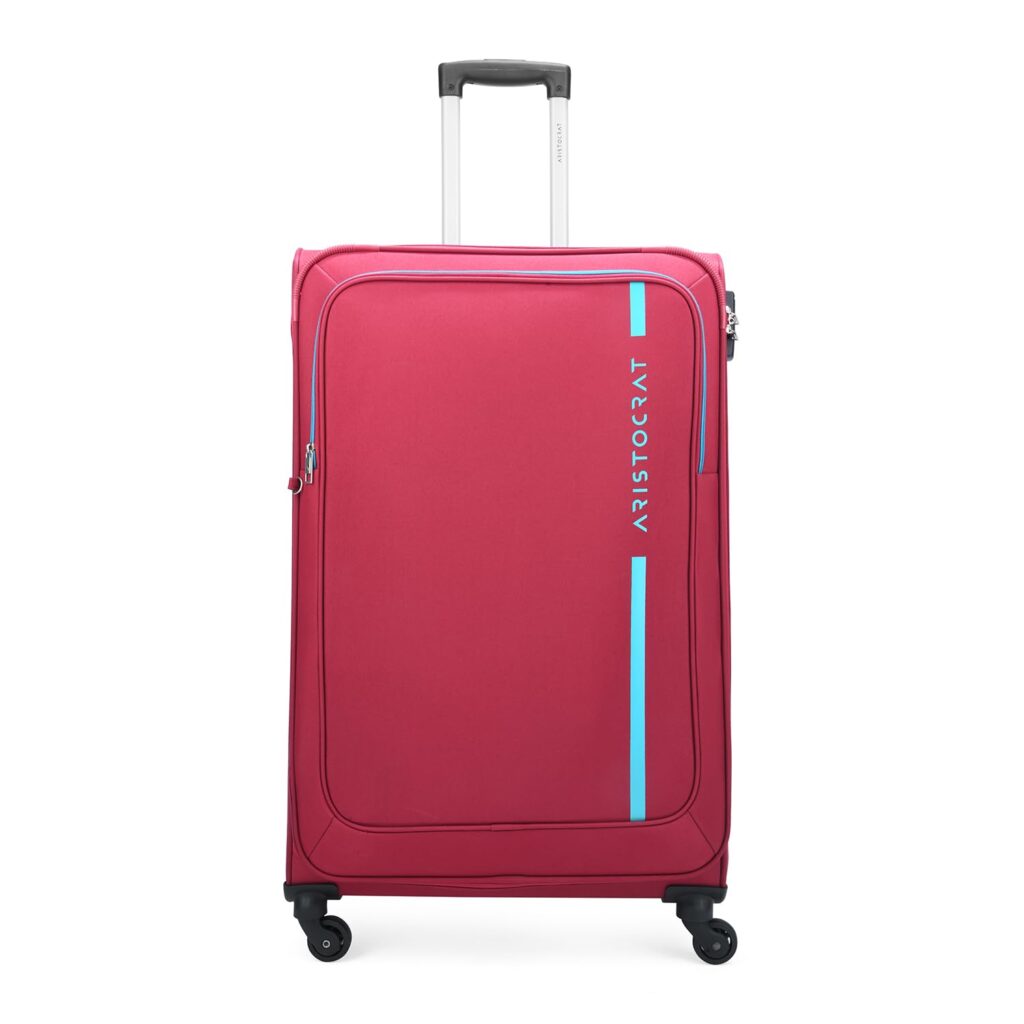 Aristocrat Polyester Hybrid Spinner Suitcase Dasher 4W STR 78 RED, Large, 43 Cm