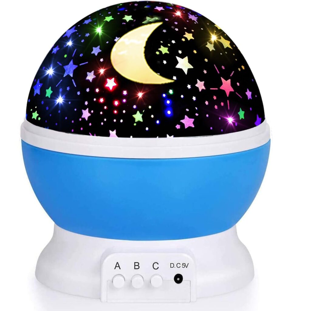 HONGID Rubber Night Lights For Kids,stars Light Projector Kids Room,Glow In The Dark starss,Christmas Xmax Birthday Gifts Kids,Light Lamp Sensory Aesthetic Room Decor, Blue, led