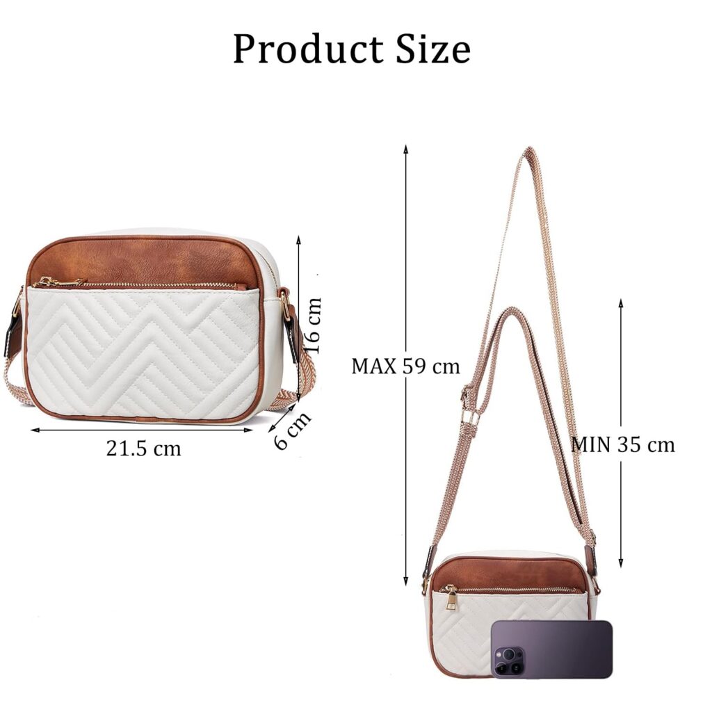 INOVERA (LABEL) Faux Leather Sling Bag for Women – Girls Travel Crossbody Bags with Adjustable Strap – Ladies Shoulder Purse Stylish Handbag