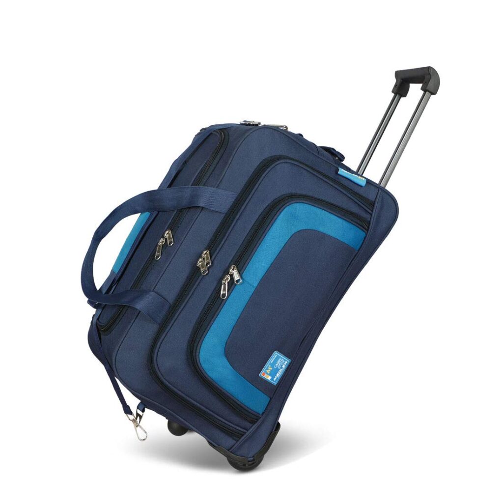 M MEDLER Tribe 55Cms Polyester Trolley Duffle Bag (Navy Blue)