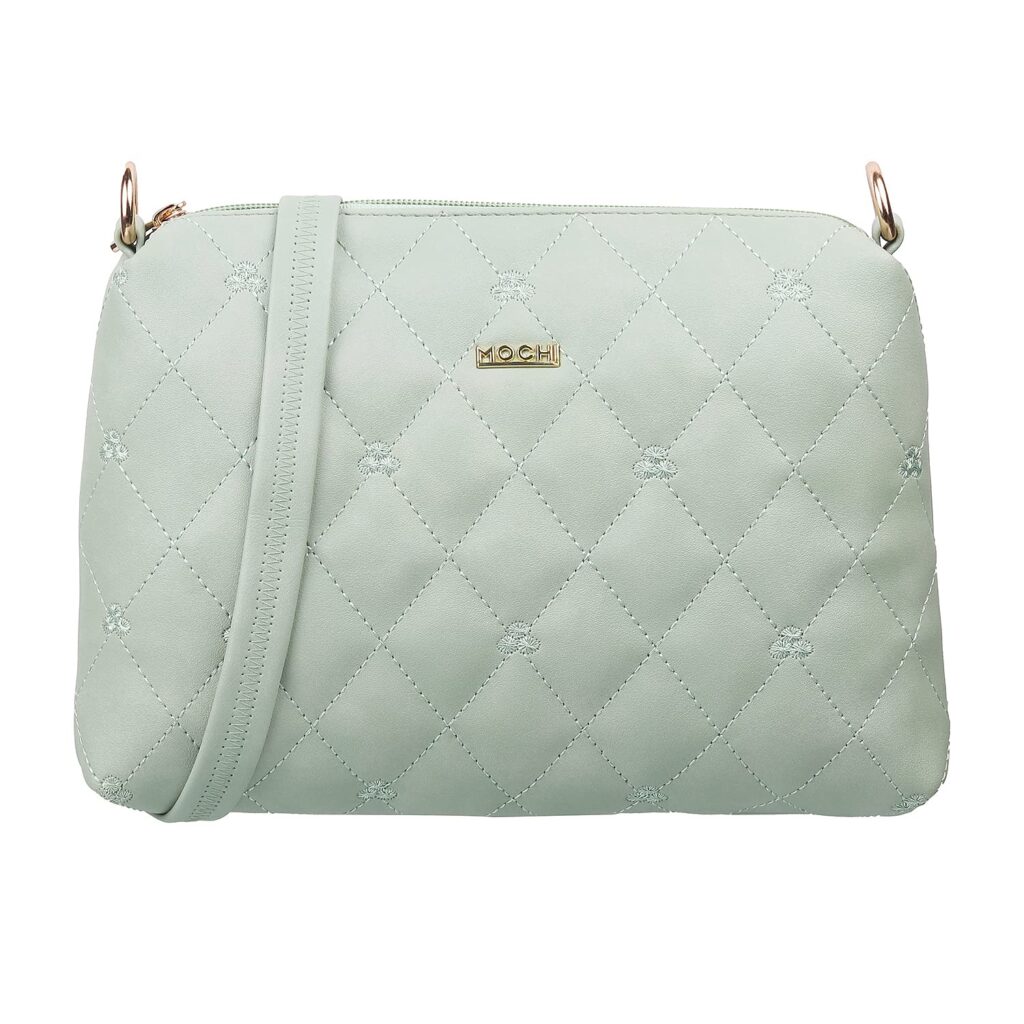 Mochi Women Lightgreen Zip Top Sling Bag (66-7354)