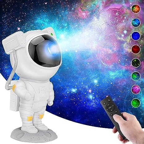 Noniu Astronaut Galaxy Projector with Remote Control – 360° Adjustable Timer Kids Astronaut Nebula Night Light, for Gifts,Baby Adults Bedroom, Gaming Room, Home and Party (Corded Electric)