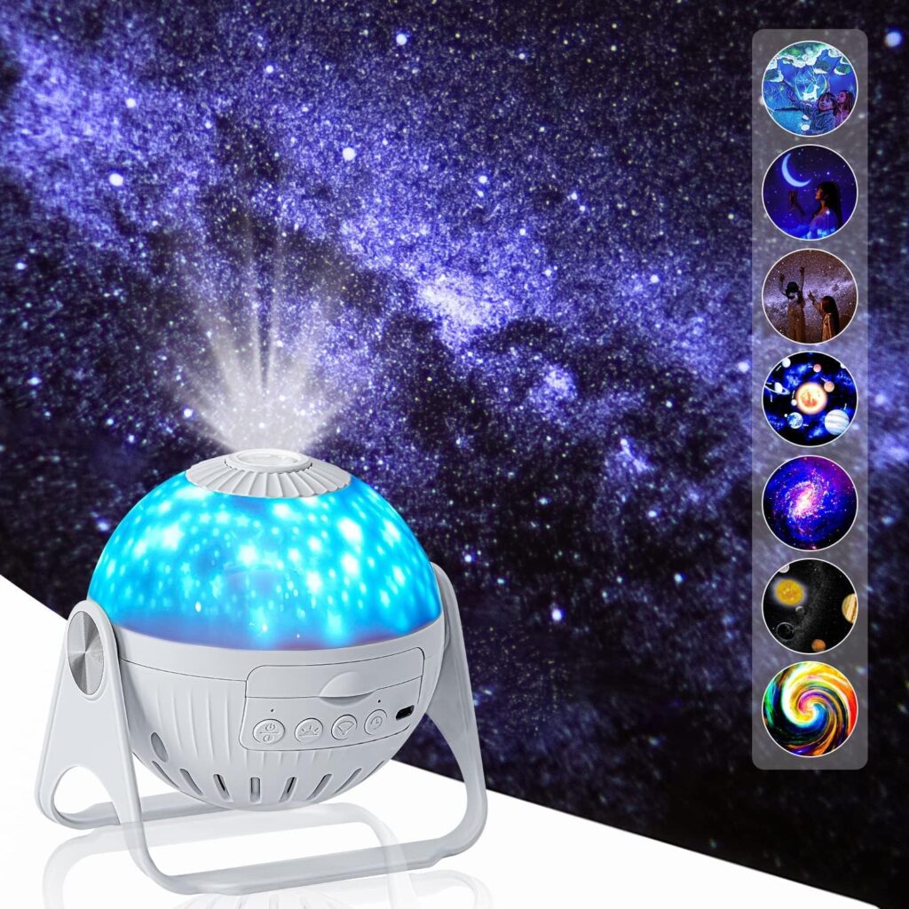RELEMTRA Planetarium Projector Star Galaxy Projector-6 in 1 Planetarium Constellation Projector,360° Adjustable with Planets Nebulae Moon, Ceiling Projector for Kids Room Decor, Night Light Ambiance