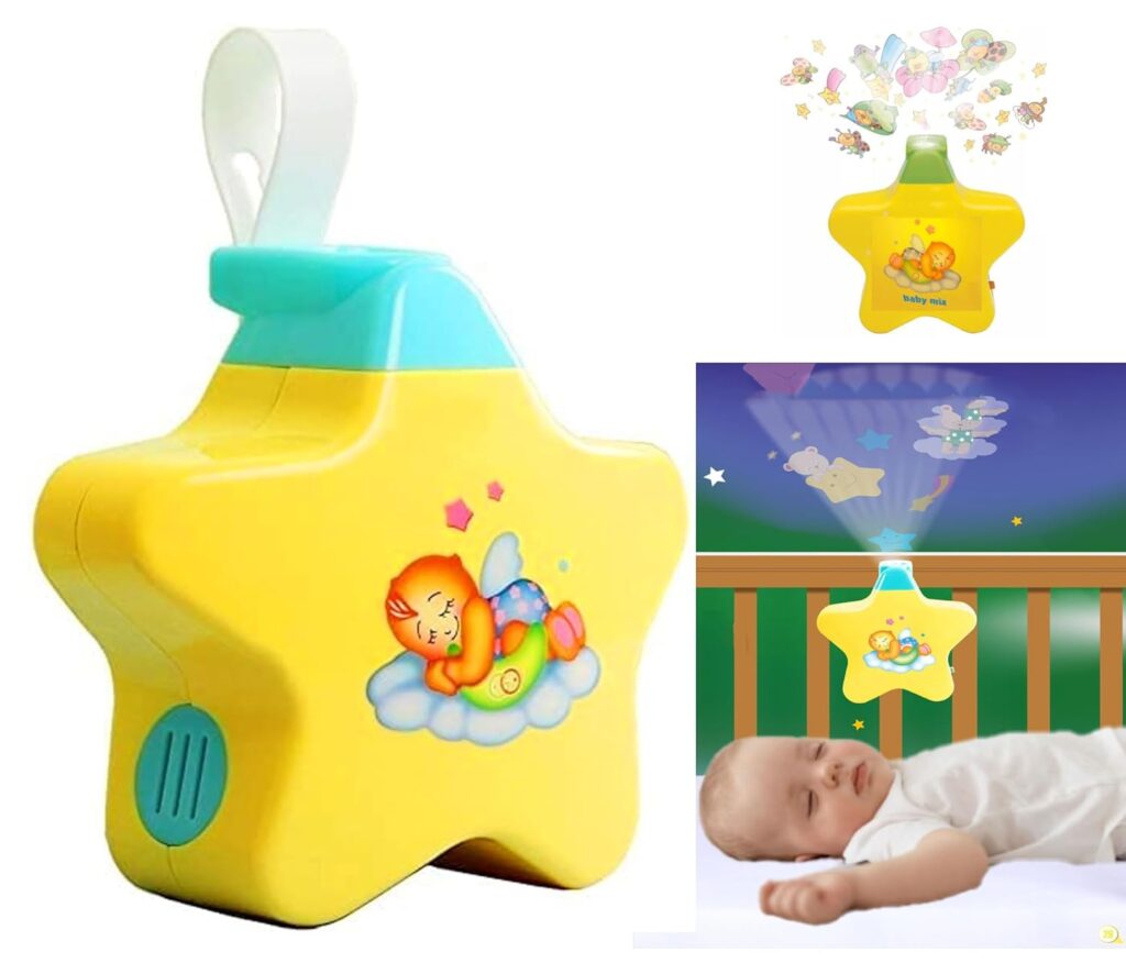 SHUDAUSHI® Little Angel Musical Projector Toy for New Born Baby, 3D Star Projector for Baby Sleep, Baby Sleeping Night Toy with Soft Music Light Show Toy Gift for New Born Baby Return Gift Toy & Games